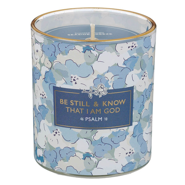 Be Still and Know Seaside Breeze Scented Candle in a Glass Jar - Psalm 46:10