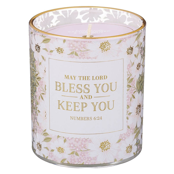 Bless and Keep You Cactus Blossom and Coconut Scented Candle in Glass Jar - Numbers 6:24