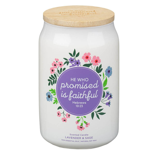 Faithful Promise Lavender and Sage Scented Candle - Hebrews 10:23