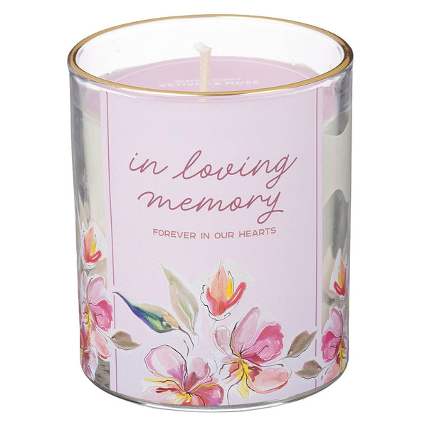 In Loving Memory Vetiver and Moss Scented Candle in a Glass Jar