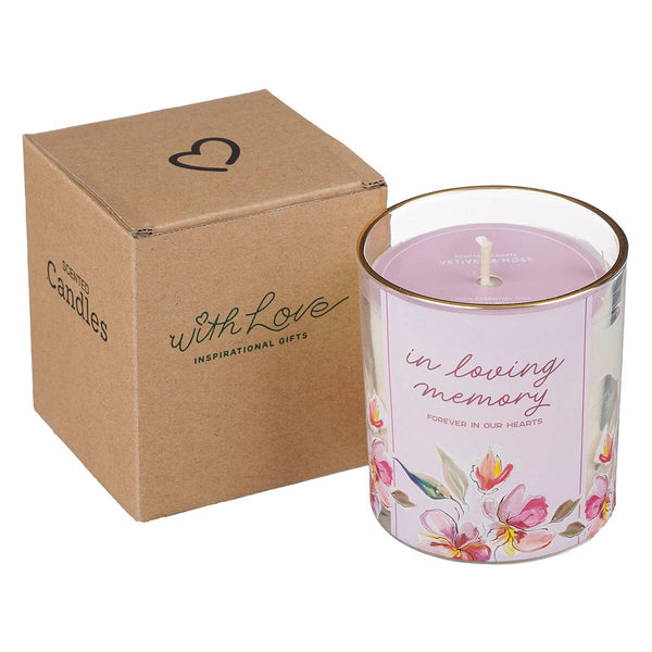 In Loving Memory Vetiver and Moss Scented Candle in a Glass Jar