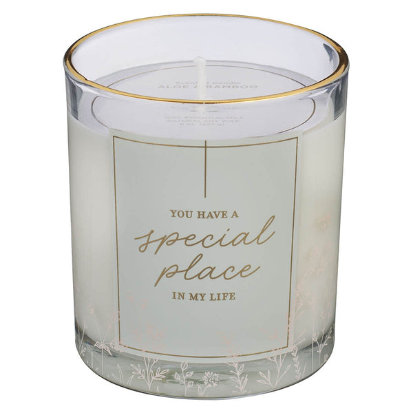 You Have a Special Place in My Life Aloe and Bamboo Scented Candle in a Glass Jar - KI Gifts Christian Supplies