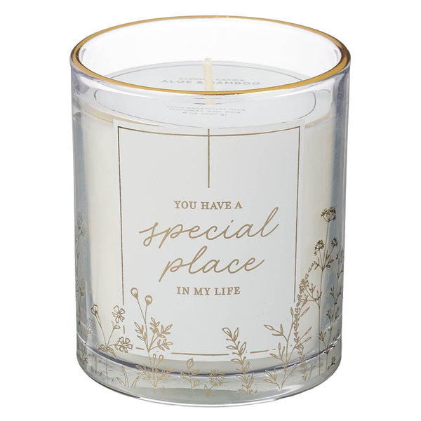 You Have a Special Place in My Life Aloe and Bamboo Scented Candle in a Glass Jar