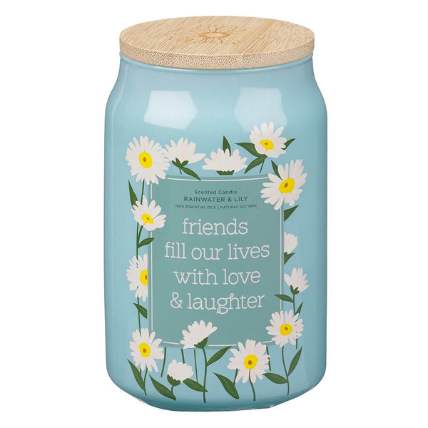 Love and Laughter Rainwater and Lily Scented Candle in Glass Jar