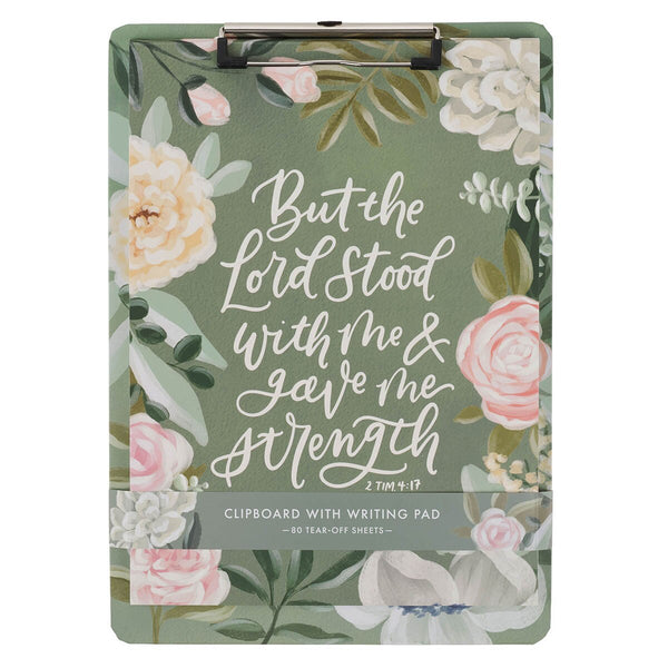 The Lord Stood With Me Green Garden Clipboard and Notepad – 2 Timothy 4:17