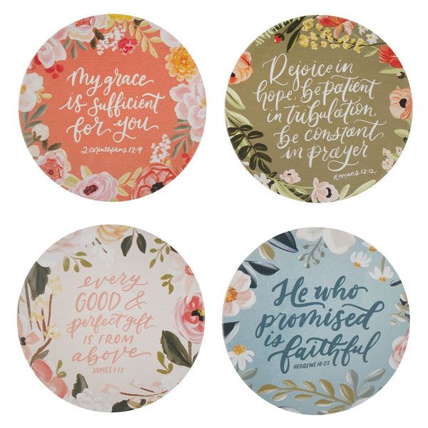 Faithful Florals Ceramic Coaster Set - KI Gifts Christian Supplies