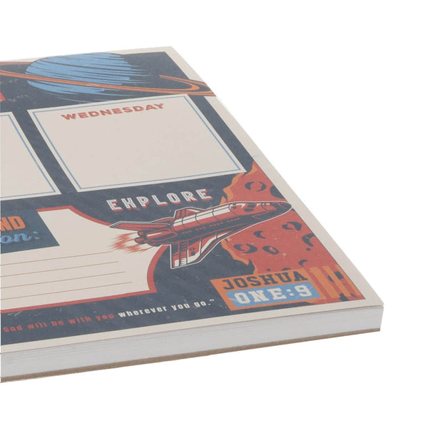 Strong and Courageous Undated Planner Pad for Boys - Joshua 1:9