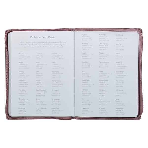 2027 Plans Large Zippered Dusty Mauve Faux Leather 18-Month Planner for Women - Jeremiah 29:11