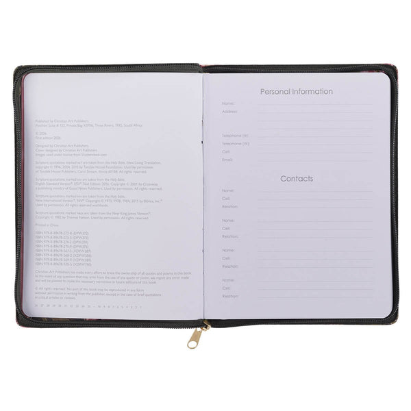 2027 Pray Without Ceasing Large Zippered Green Floral Faux Leather 18-Month Planner for Women- 1 Thessalonians 5:17