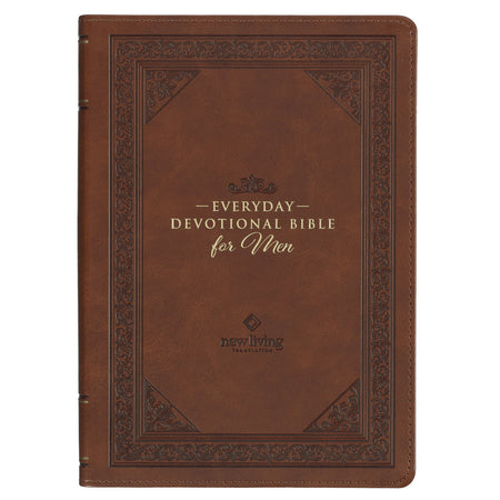 Tan Faux Leather NLT Everyday Devotional Bible for Men