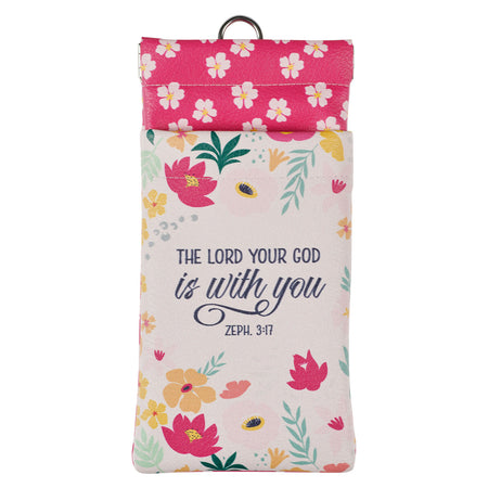 I Can Do All Things Honey-brown and Navy Floral Faux Leather Luggage Tag - Philippians 4:13