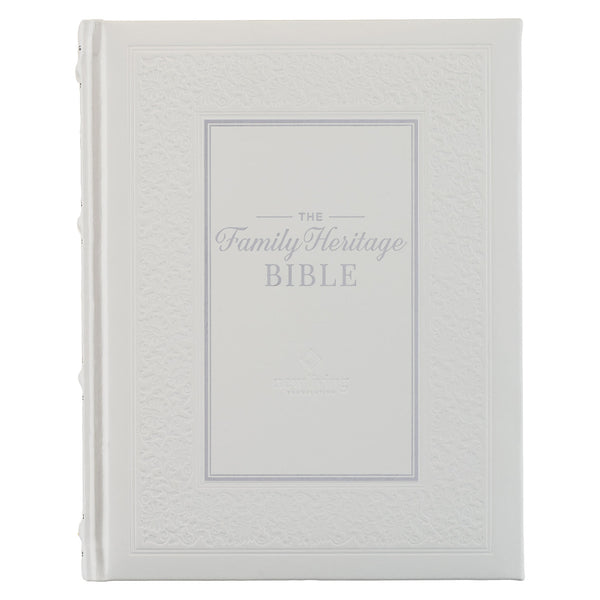 White Faux Leather Hardcover Family Heritage Bible
