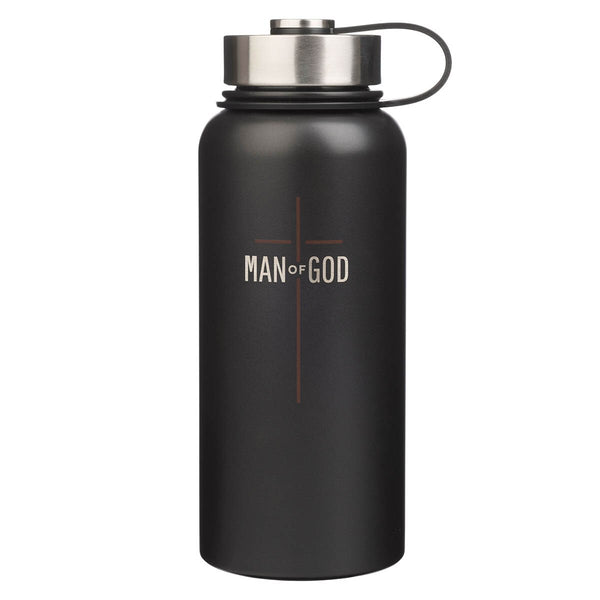Man of God Matte Black Stainless Steel Water Bottle