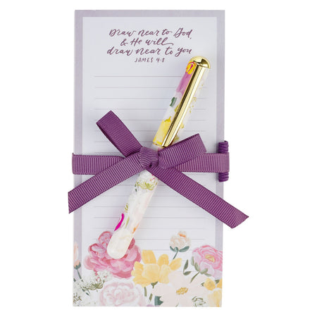 Joy Comes in the Morning Magnetic Notepad and Pen Gift Set - Psalm 30:5