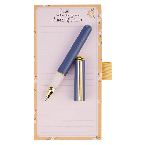 Amazing Teacher Blossom and Bees Notepad and Pen Gift Set