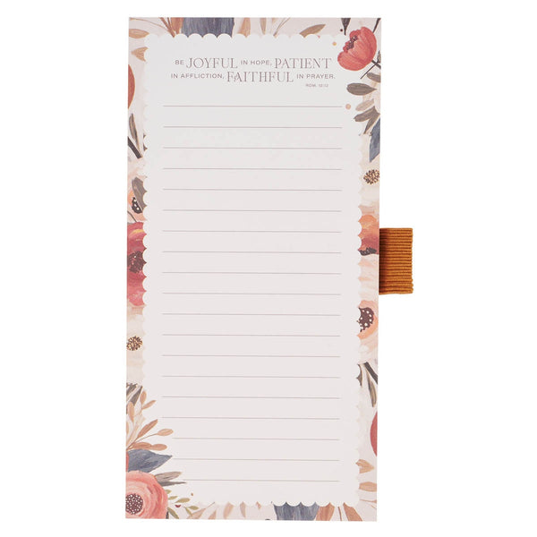 Joyful Patient Faithful Magnetic Notepad and Pen Gift Set - Romans 12:12