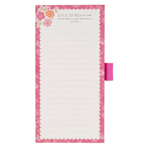 Lamp for My Feet Pink Meadow Magnetic Notepad and Pen Gift Set - Psalm 119:105