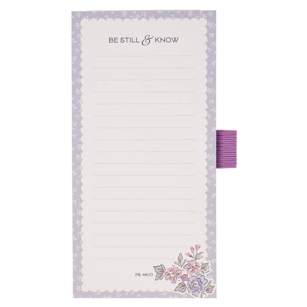 Be Still and Know Purple Trio Magnetic Notepad and Pen Gift Set - Psalm 46:10