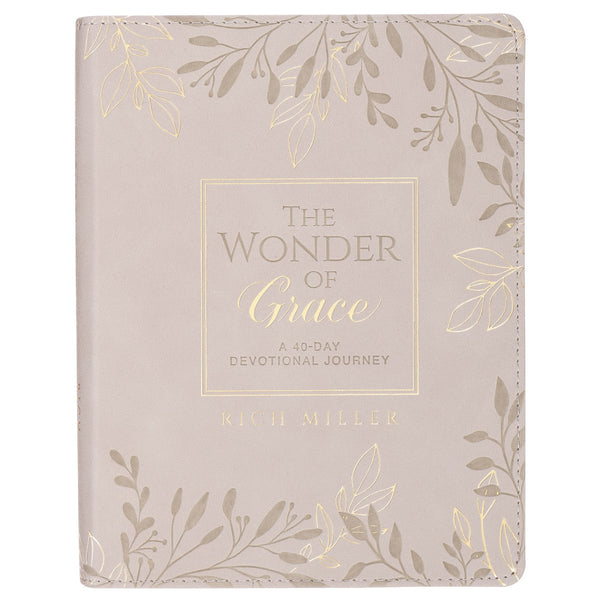 The Wonder of Grace: A 40-Day Devotional Journey Taupe Faux Leather Devotional - KI Gifts Christian Supplies