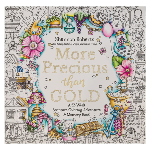 More Precious than Gold: A 52-Week Scripture Coloring Adventure and Memory Book - KI Gifts Christian Supplies