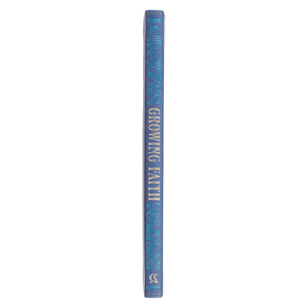 Growing Faith: 90 Devotional Stories for Families Blue Faux Leather Gift Book