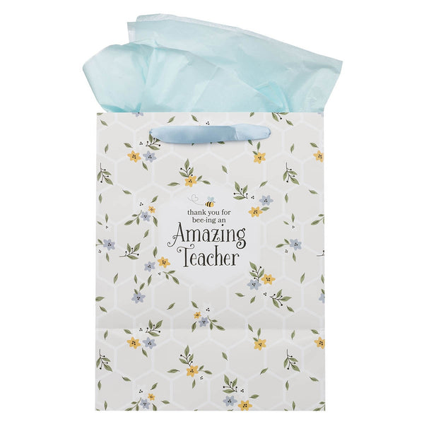 Amazing Teacher Blossom and Bees Large Portrait Gift Bag