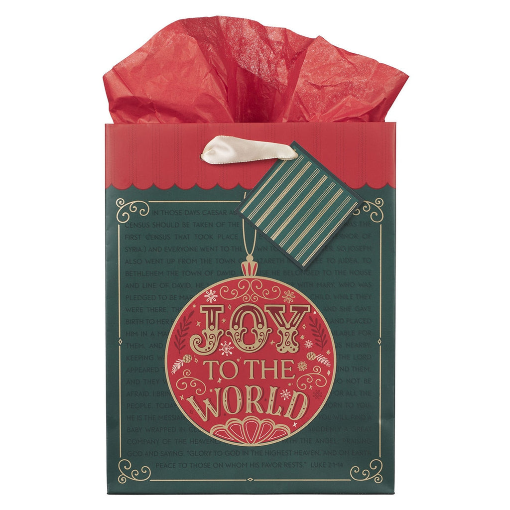 Joy to the World Red Bauble Medium Gift Bag