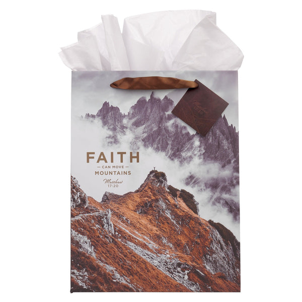 Faith Can Move Mountains Large Portrait Gift Bag - Matthew 17:20