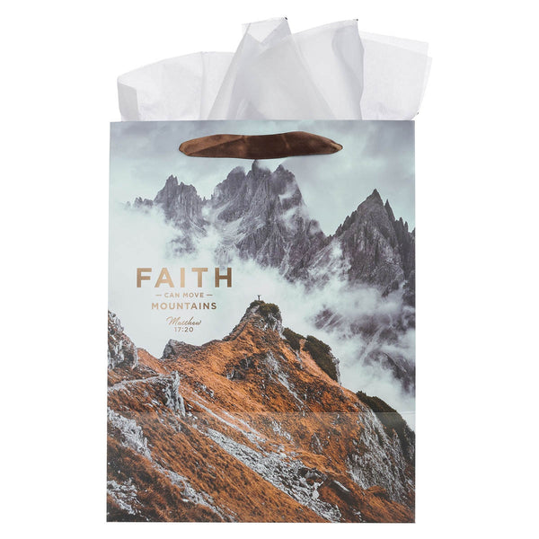 Faith Can Move Mountains Large Portrait Gift Bag - Matthew 17:20