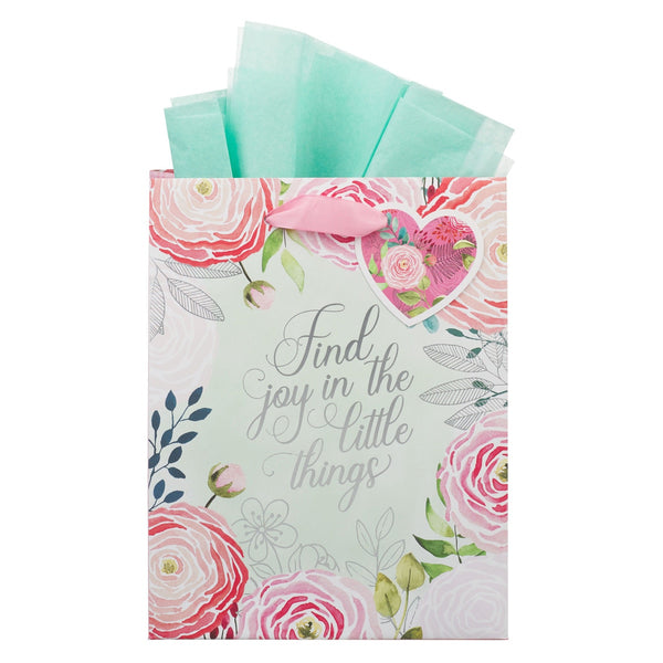 A Grateful Heart Pink Floral Medium Gift Bag - KI Gifts Christian Supplies