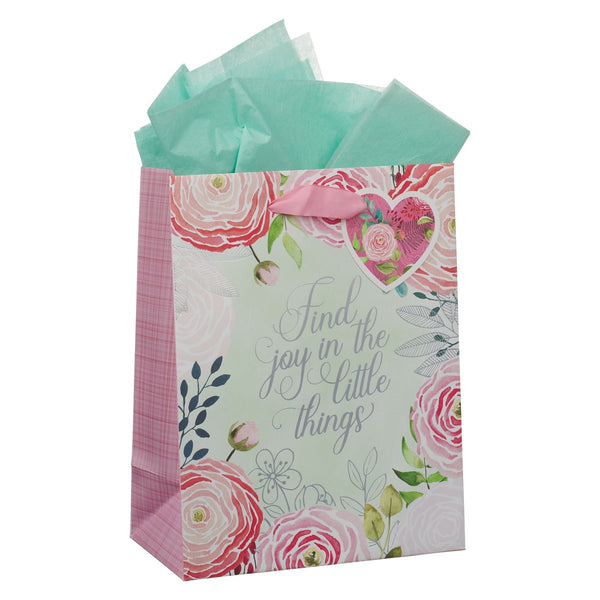 A Grateful Heart Pink Floral Medium Gift Bag