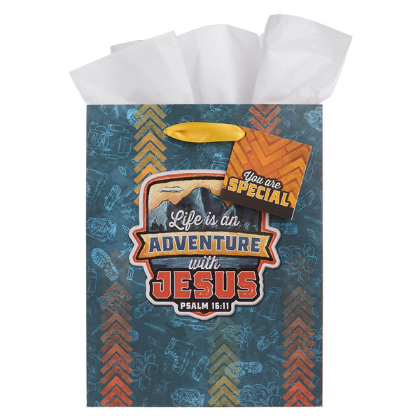 Adventure with Jesus Blue Trail Medium Gift Bag - Psalm 16:11