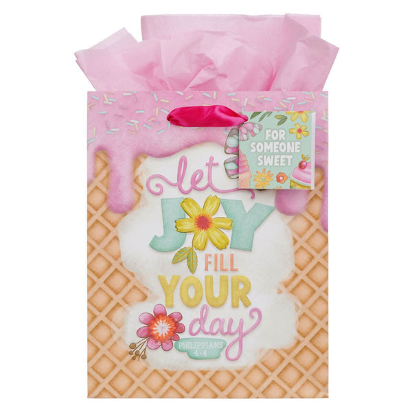 Let Joy Fill Your Day Pink Medium Gift Bag - Philippians 4:4