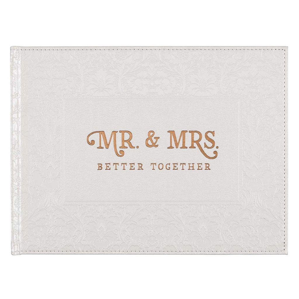 Mr. & Mrs. Medium White Faux Leather Wedding Guest Book