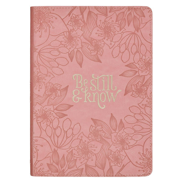 Be Still and Know Pink Floral Faux Leather Classic Journal - Psalm 46:10