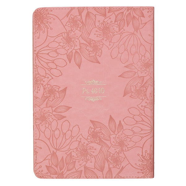Be Still and Know Pink Floral Faux Leather Classic Journal - Psalm 46:10