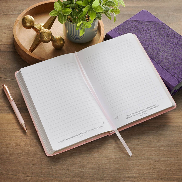 Be Still and Know Pink Floral Faux Leather Classic Journal - Psalm 46:10