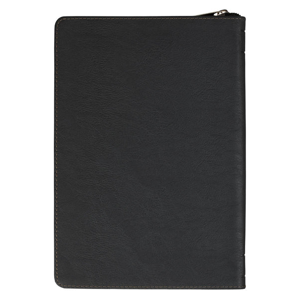 Be Strong Black and Tan Faux Leather Classic Journal with Zipper Closure - Ephesians 6:10