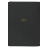 Blessed Charcoal Gray Faux Leather Classic Journal - Luke 1:45
