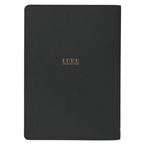Blessed Charcoal Gray Faux Leather Classic Journal - Luke 1:45