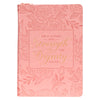Strength and Dignity Peach Pink Faux Leather Classic Journal with Zipper Closure - Proverbs 31:25