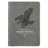 Wings Like Eagles Steel Gray Faux Leather Journal with Zipper Closure - Isaiah 40:31