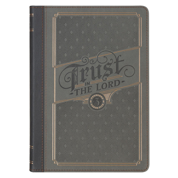 Trust in the Lord Charcoal Faux Leather Classic Journal - Proverbs 3:5