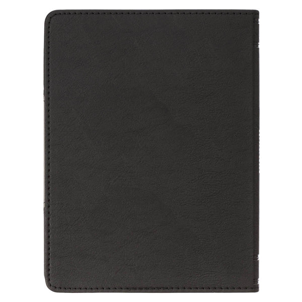 Be Strong and Courageous Black and Gray Faux Leather Handy-sized Journal - Joshua 1:9