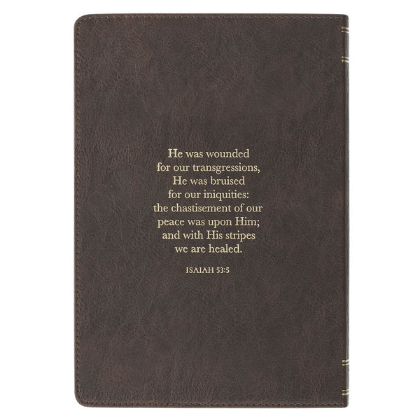 Amazing Grace Brown Crown of Thorns Classic Faux Leather Journal - Isaiah 53:3