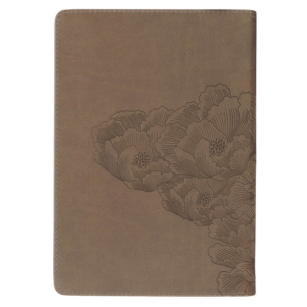 Be Strong and Courageous Ash-brown Faux Leather Journal with Zipper Closure - Joshua 1:9