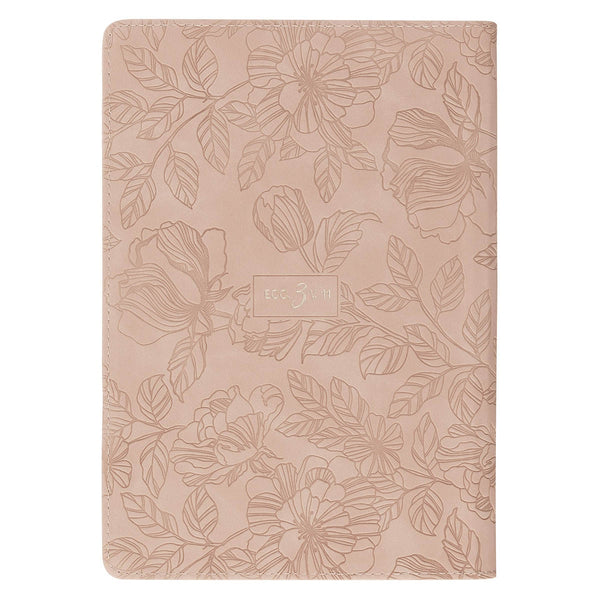Everything Beautiful Blush Floral Faux Leather Journal with Zipper Closure - Ecclesiastes 3:11