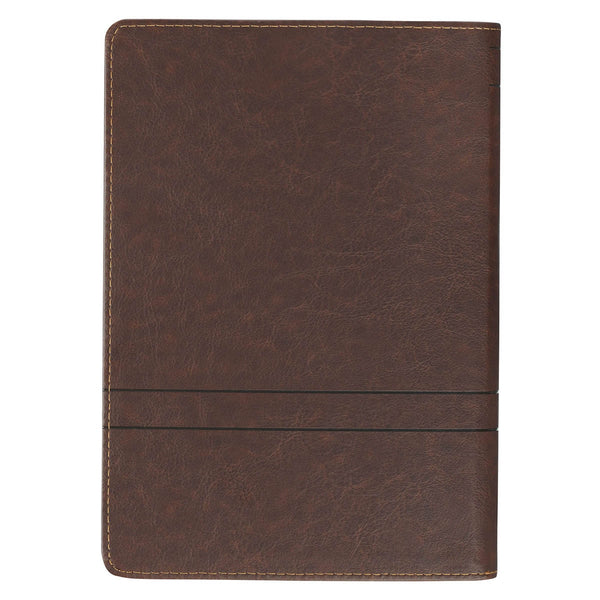 Faith Chestnut Brown Faux Leather Classic Journal with Zipper Closure - Matthew 17:20