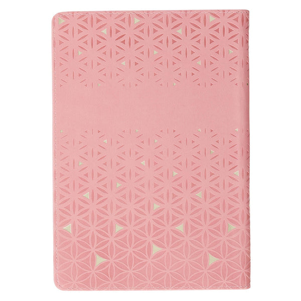 Be Still and Know Geometric Pink Faux Leather Journal with Zipper Closure - Psalm 46:10