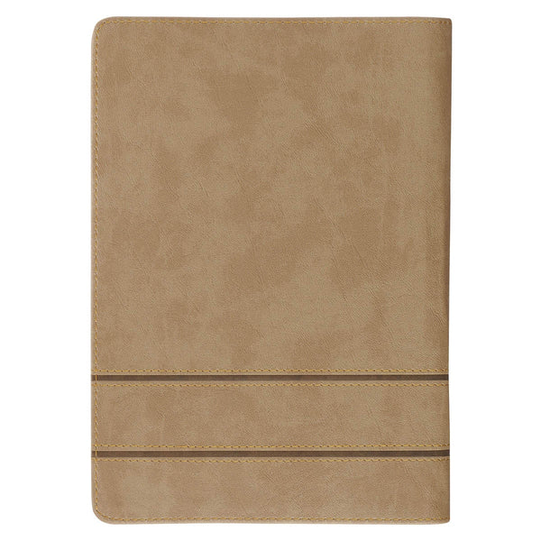 With God All Things Are Possible Tan Faux Leather Journal with Zipper Closure - Matthew 19:26